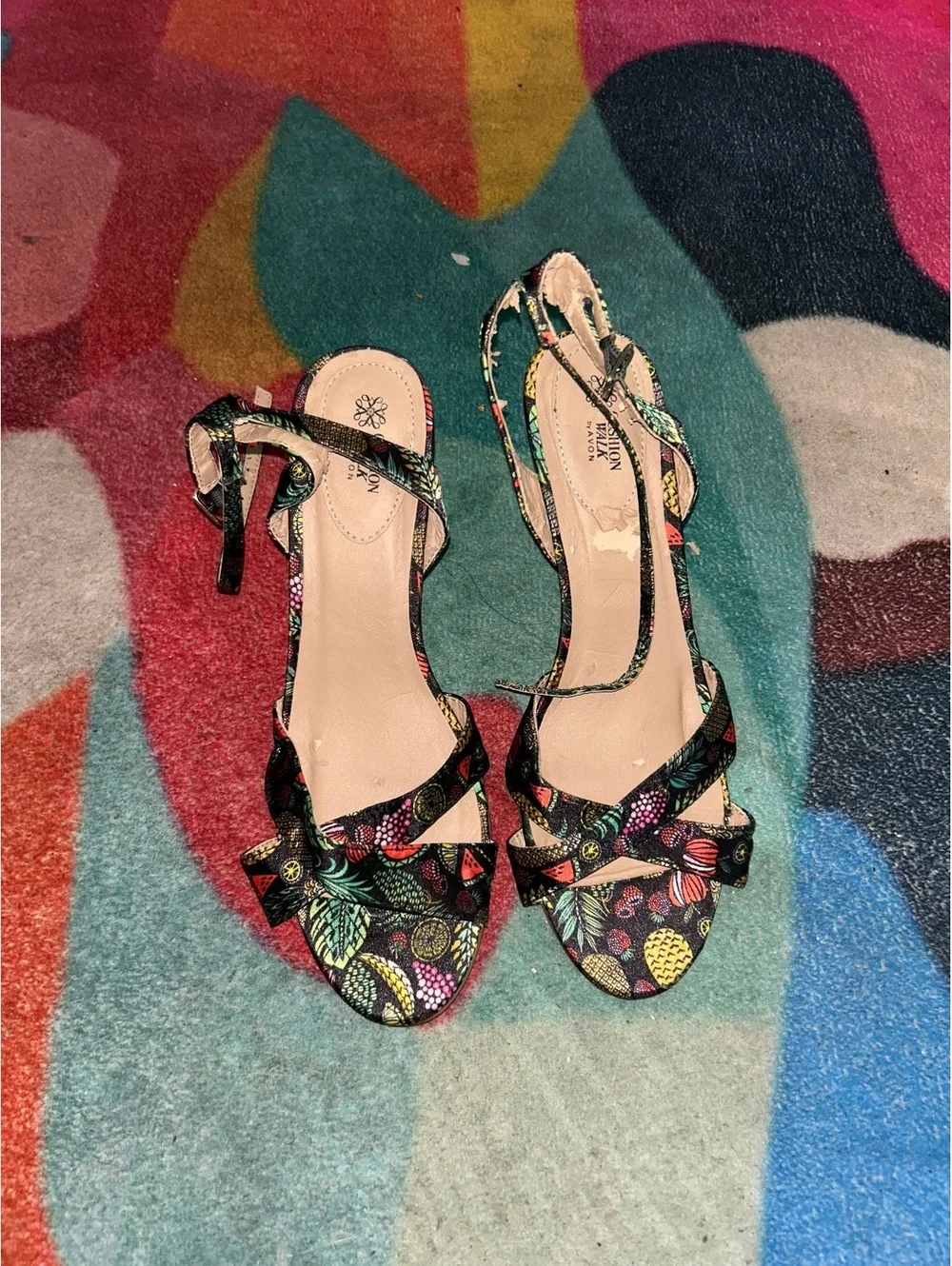 Women's Multicolor Floral Cork Wedge Sandals